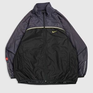 Vintage Nike windbreaker jacket dark navy/black and yellow reflective stripes
